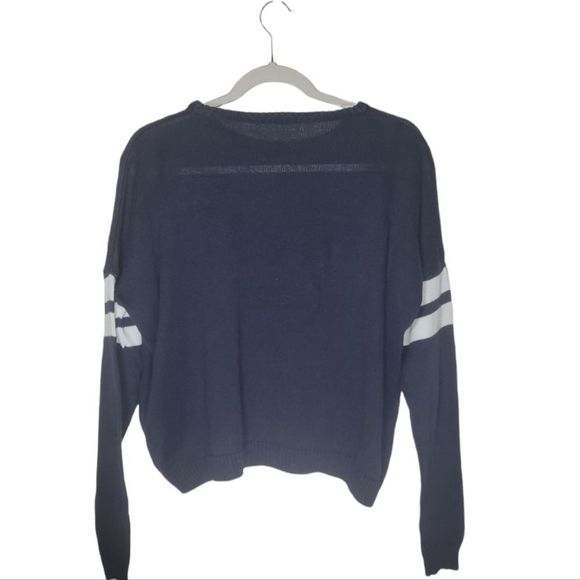 Brandy Melville Women's Long Sleeves Cotton Navy Sweater Pullover One Size - Picture 3 of 8